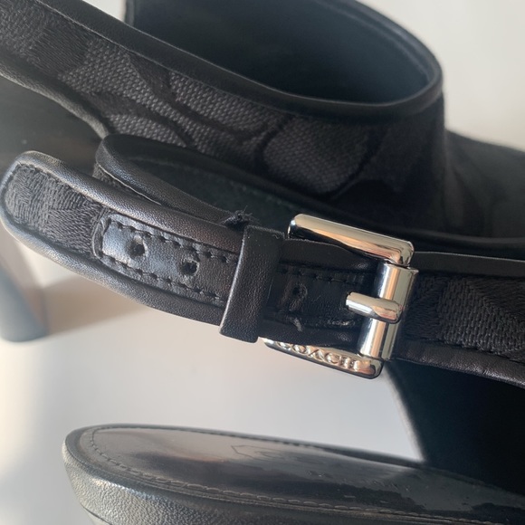 COACH Black Signature Logo Canvas Slingback Pumps: SIZE 8 - Picture 11 of 15